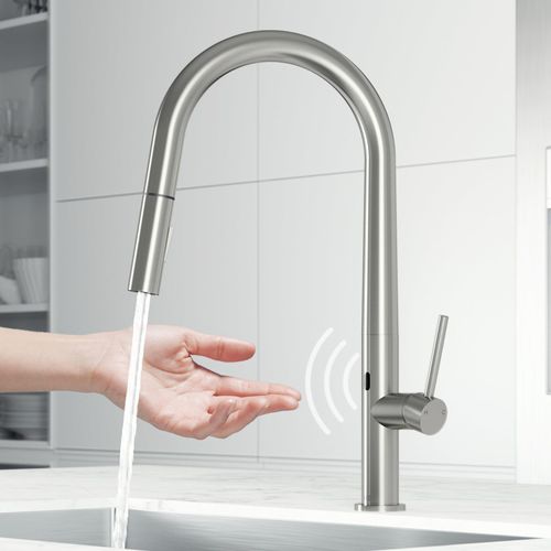 Main product image of Greenwich Single Handle Pull-Down Sprayer Kitchen Faucet w/ Touchless Sensor (Stainless Steel), VG02029STS
