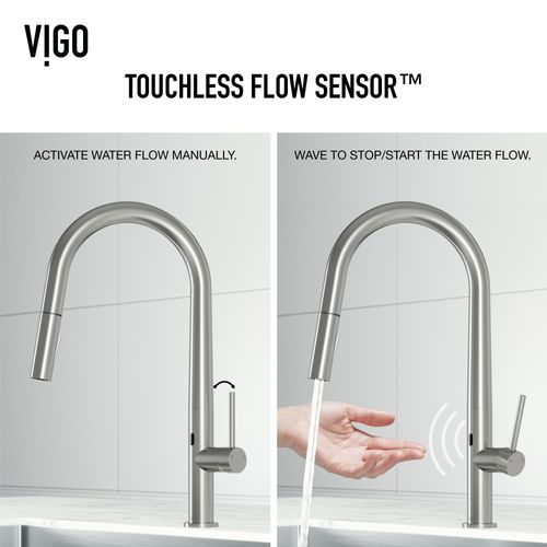 Main product image of Greenwich Single Handle Pull-Down Sprayer Kitchen Faucet w/ Touchless Sensor (Stainless Steel), VG02029STS