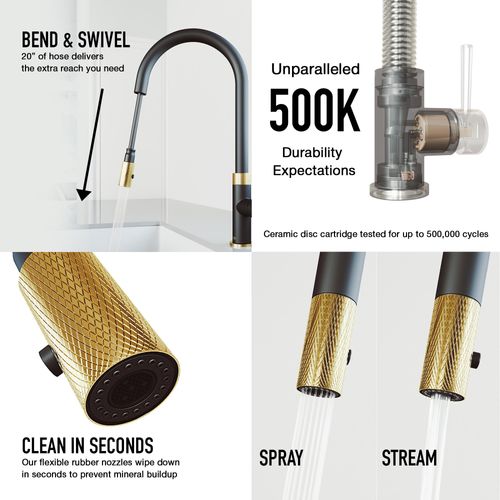 Main product image of Bristol Single Handle Pull-Down Sprayer Kitchen Faucet (Matte Brushed Gold/Matte Black), VG02033MGMB