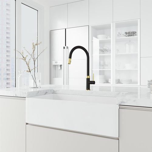 Main product image of Bristol Single Handle Pull-Down Sprayer Kitchen Faucet (Matte Brushed Gold/Matte Black), VG02033MGMB