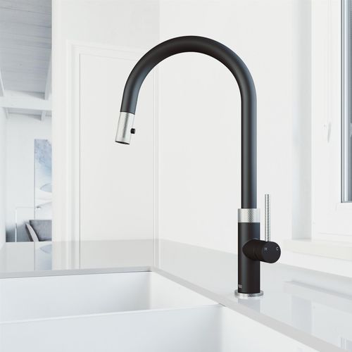 Main product image of Bristol Single Handle Pull-Down Sprayer Kitchen Faucet (Stainless Steel/Matte Black), VG02033STMB
