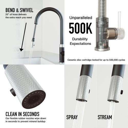 Main product image of Bristol Single Handle Pull-Down Sprayer Kitchen Faucet (Stainless Steel/Matte Black), VG02033STMB