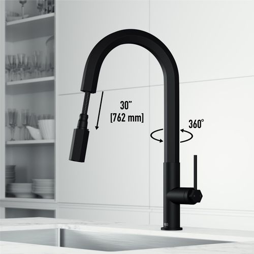 Main product image of Hart Hexad Single Handle Pull-Down Spout Kitchen Faucet (Matte Black), VG02034MB