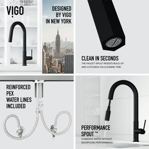 Main product image of Hart Hexad Single Handle Pull-Down Spout Kitchen Faucet (Matte Black), VG02034MB