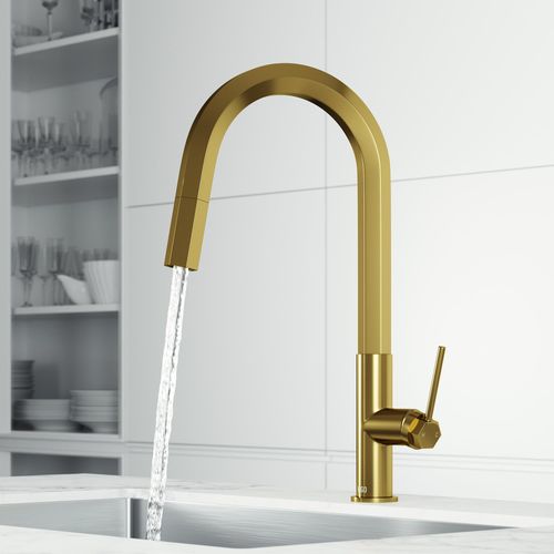 Main product image of Hart Hexad Single Handle Pull-Down Spout Kitchen Faucet (Matte Brushed Gold), VG02034MG