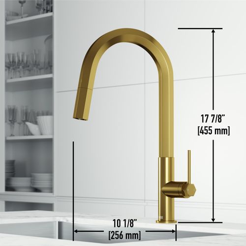 Main product image of Hart Hexad Single Handle Pull-Down Spout Kitchen Faucet (Matte Brushed Gold), VG02034MG