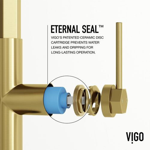 Main product image of Hart Hexad Single Handle Pull-Down Spout Kitchen Faucet (Matte Brushed Gold), VG02034MG
