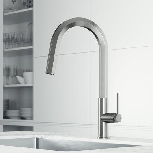 Main product image of Hart Hexad Single Handle Pull-Down Spout Kitchen Faucet (Stainless Steel), VG02034ST