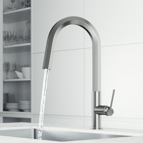 Main product image of Hart Hexad Single Handle Pull-Down Spout Kitchen Faucet (Stainless Steel), VG02034ST