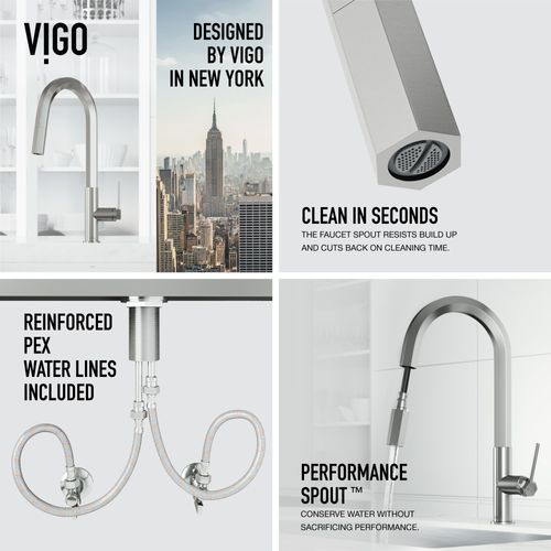 Main product image of Hart Hexad Single Handle Pull-Down Spout Kitchen Faucet (Stainless Steel), VG02034ST
