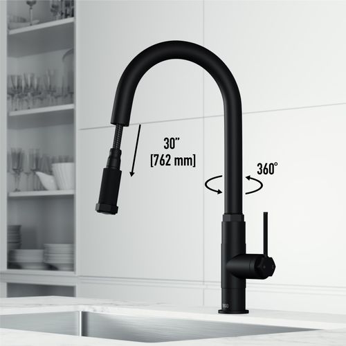 Main product image of Hart Arched Single Handle Pull-Down Spout Kitchen Faucet (Matte Black), VG02035MB