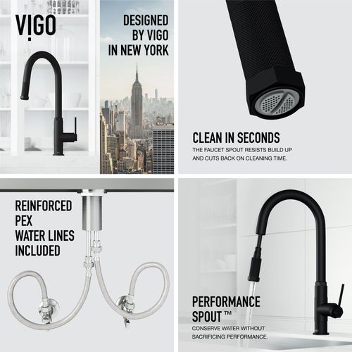 Main product image of Hart Arched Single Handle Pull-Down Spout Kitchen Faucet (Matte Black), VG02035MB