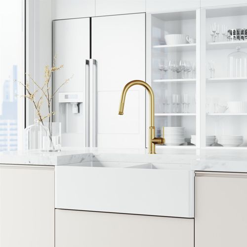 Main product image of Hart Arched Single Handle Pull-Down Spout Kitchen Faucet (Matte Brushed Gold), VG02035MG