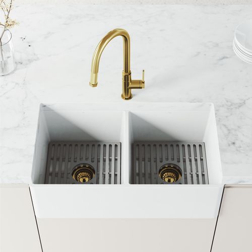 Main product image of Hart Arched Single Handle Pull-Down Spout Kitchen Faucet (Matte Brushed Gold), VG02035MG