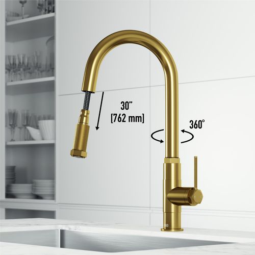 Main product image of Hart Arched Single Handle Pull-Down Spout Kitchen Faucet (Matte Brushed Gold), VG02035MG
