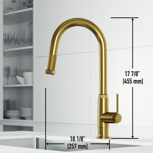 Main product image of Hart Arched Single Handle Pull-Down Spout Kitchen Faucet (Matte Brushed Gold), VG02035MG