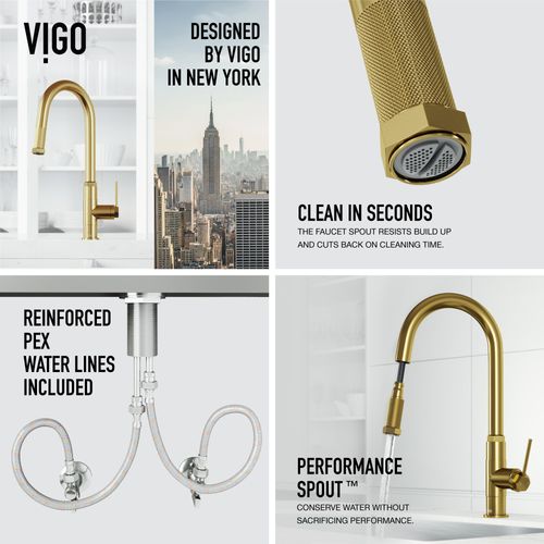 Main product image of Hart Arched Single Handle Pull-Down Spout Kitchen Faucet (Matte Brushed Gold), VG02035MG