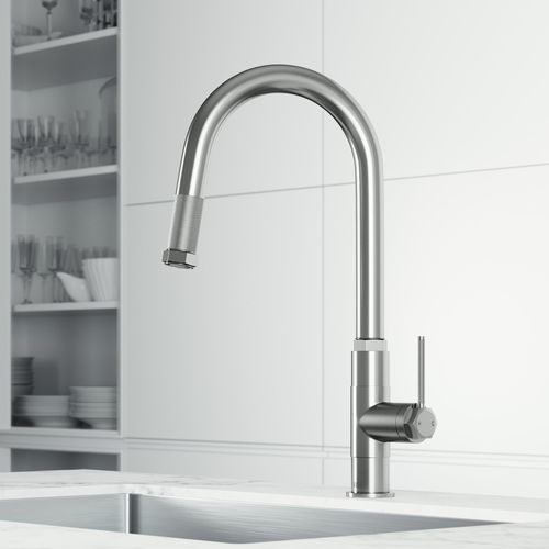 Main product image of Hart Arched Single Handle Pull-Down Spout Kitchen Faucet (Stainless Steel), VG02035ST