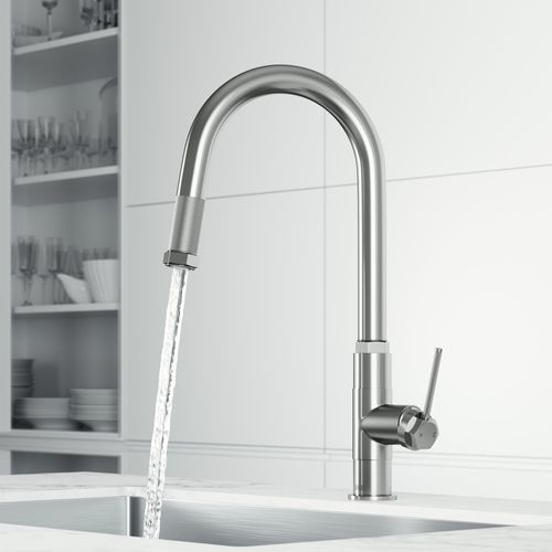Main product image of Hart Arched Single Handle Pull-Down Spout Kitchen Faucet (Stainless Steel), VG02035ST