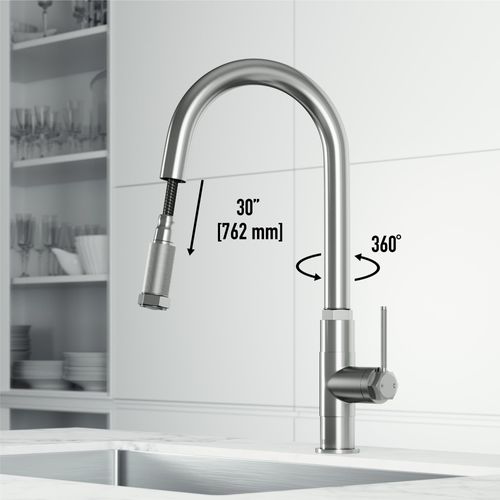 Main product image of Hart Arched Single Handle Pull-Down Spout Kitchen Faucet (Stainless Steel), VG02035ST
