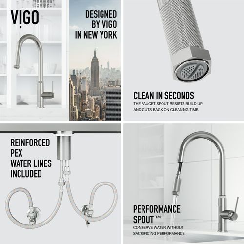 Main product image of Hart Arched Single Handle Pull-Down Spout Kitchen Faucet (Stainless Steel), VG02035ST