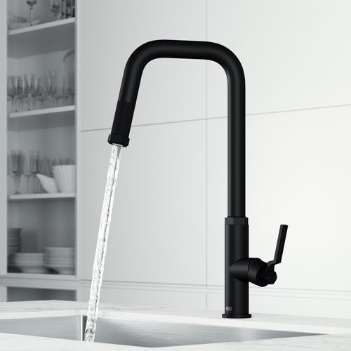 Main product image of Hart Angular Single Handle Pull-Down Spout Kitchen Faucet (Matte Black), VG02036MB