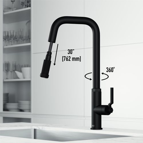 Main product image of Hart Angular Single Handle Pull-Down Spout Kitchen Faucet (Matte Black), VG02036MB