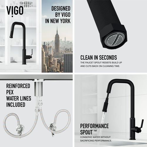 Main product image of Hart Angular Single Handle Pull-Down Spout Kitchen Faucet (Matte Black), VG02036MB