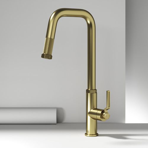 Main product image of Hart Angular Single Handle Pull-Down Spout Kitchen Faucet (Matte Brushed Gold), VG02036MG