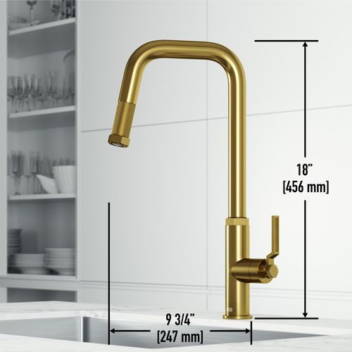 Main product image of Hart Angular Single Handle Pull-Down Spout Kitchen Faucet (Matte Brushed Gold), VG02036MG