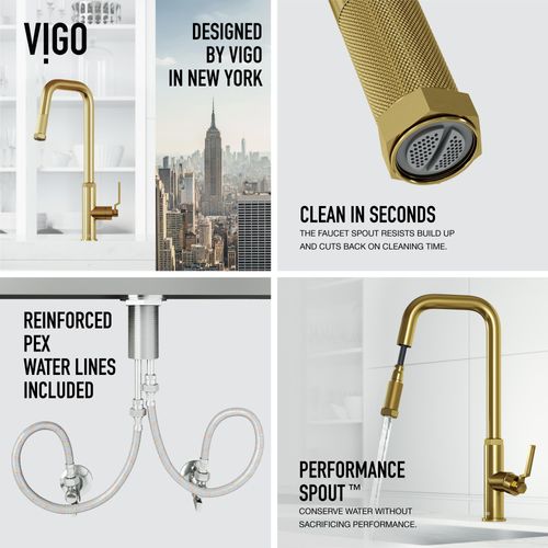 Main product image of Hart Angular Single Handle Pull-Down Spout Kitchen Faucet (Matte Brushed Gold), VG02036MG