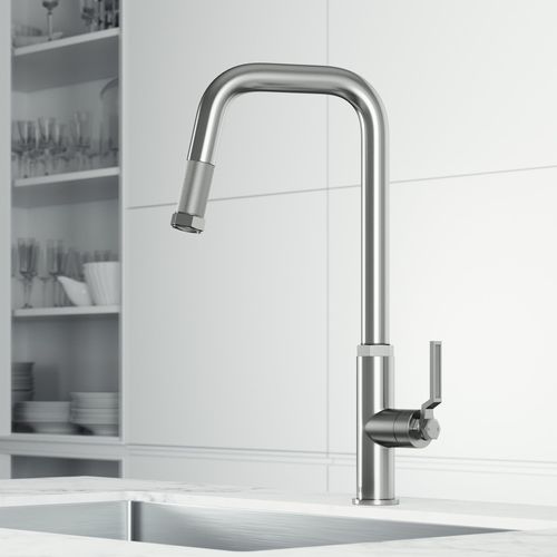 Main product image of Hart Angular Single Handle Pull-Down Spout Kitchen Faucet (Stainless Steel), VG02036ST