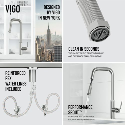 Main product image of Hart Angular Single Handle Pull-Down Spout Kitchen Faucet (Stainless Steel), VG02036ST