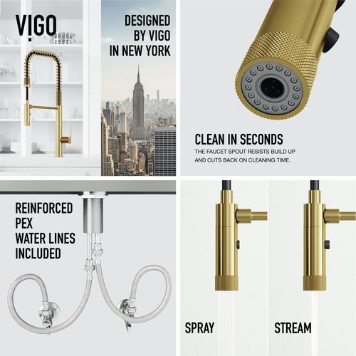 Main product image of Sterling Single Handle Pull-Down Sprayer Kitchen Faucet (Matte Brushed Gold), VG02037MG