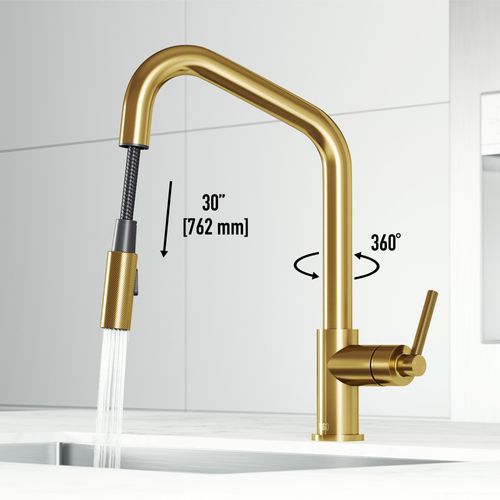 Main product image of Utopia Single Handle Pull-Down Sprayer Kitchen Bar Faucet (Matte Brushed Gold), VG02038MG