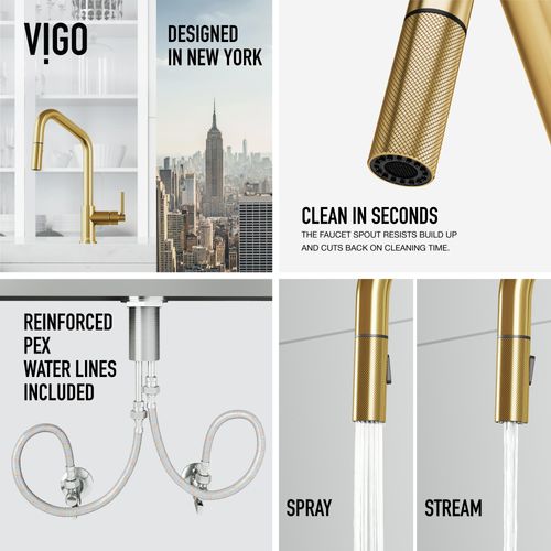 Main product image of Utopia Single Handle Pull-Down Sprayer Kitchen Bar Faucet (Matte Brushed Gold), VG02038MG
