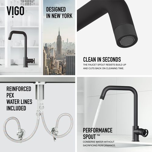 Main product image of Cass Industrial Single Handle Kitchen Bar Faucet (Matte Black)