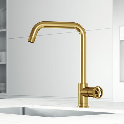 Main product image of Cass Industrial Single Handle Kitchen Bar Faucet (Matte Brushed Gold), VG02040MG