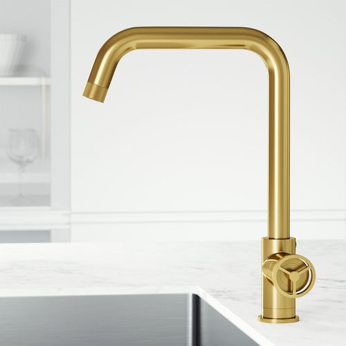 Main product image of Cass Industrial Single Handle Kitchen Bar Faucet (Matte Brushed Gold), VG02040MG