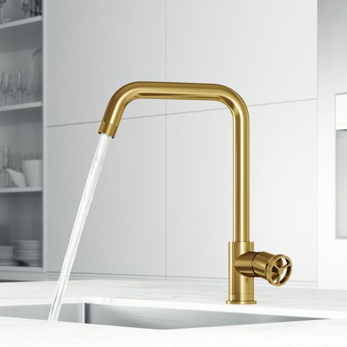 Main product image of Cass Industrial Single Handle Kitchen Bar Faucet (Matte Brushed Gold), VG02040MG