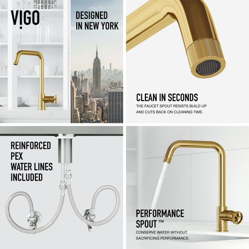 Main product image of Cass Industrial Single Handle Kitchen Bar Faucet (Matte Brushed Gold), VG02040MG