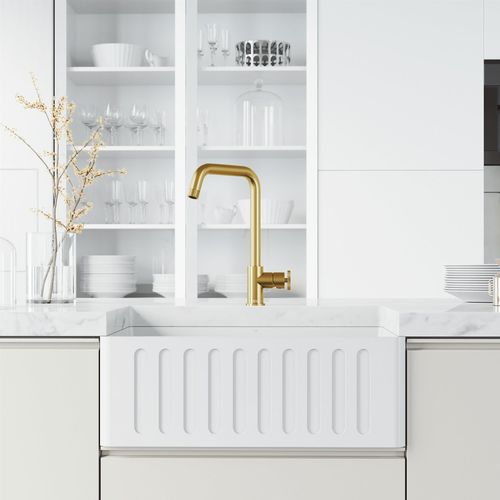 Main product image of Cass Industrial Single Handle Kitchen Bar Faucet (Matte Brushed Gold), VG02040MG