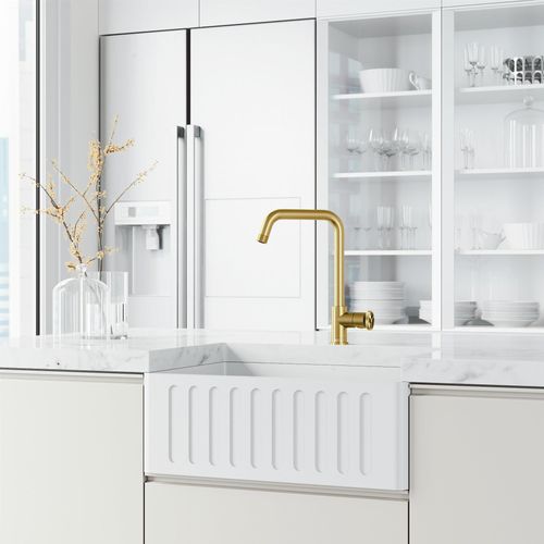 Main product image of Cass Industrial Single Handle Kitchen Bar Faucet (Matte Brushed Gold), VG02040MG
