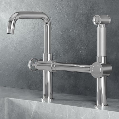 Main product image of Cass Single Handle Bridge Kitchen Faucet (Chrome), VG02050CH