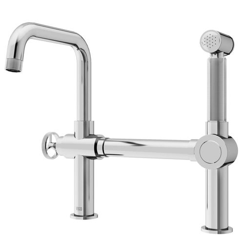 Main product image of Cass Single Handle Bridge Kitchen Faucet (Chrome), VG02050CH