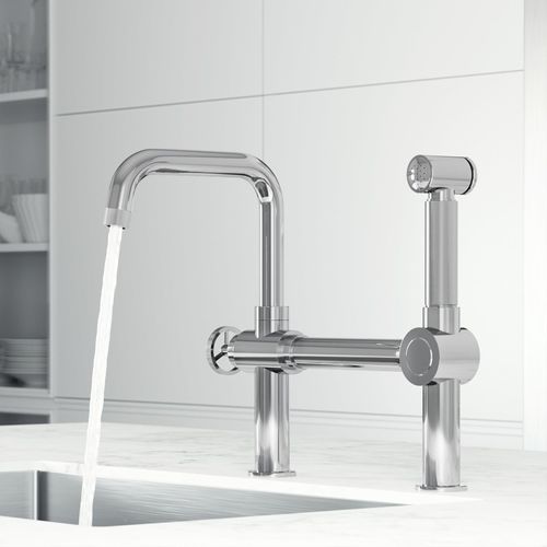 Main product image of Cass Single Handle Bridge Kitchen Faucet (Chrome), VG02050CH