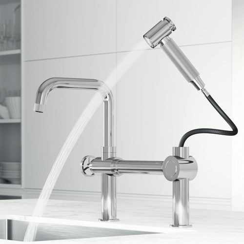 Main product image of Cass Single Handle Bridge Kitchen Faucet (Chrome), VG02050CH
