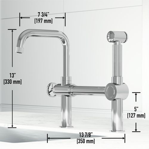 Main product image of Cass Single Handle Bridge Kitchen Faucet (Chrome), VG02050CH