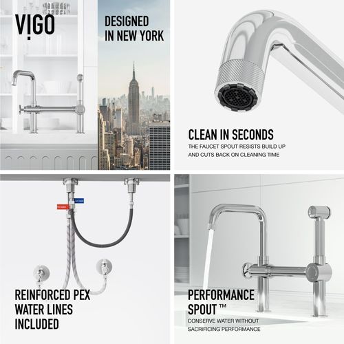 Main product image of Cass Single Handle Bridge Kitchen Faucet (Chrome), VG02050CH