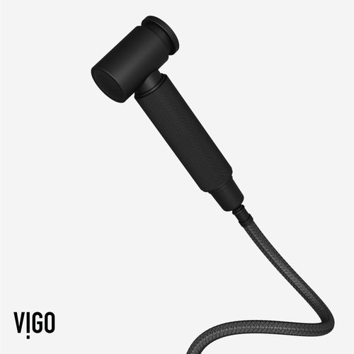 Main product image of Cass Single Handle Bridge Kitchen Faucet w/ Side Sprayer (Matte Black), VG02050MB